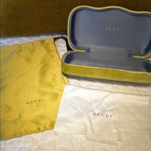Gucci chartreuse Sunglasses Case with Dust Bags